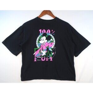 VTG Mickey Mouse T Shirt Surfing Neon Women's S M 1990 Americanwear Cropped Tee